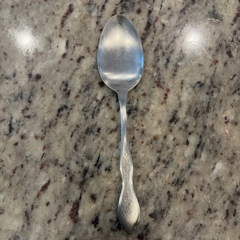 Set of 2 Oneida 1881 Rogers Twilight Burnished Stainless Serving Spoons 8.25